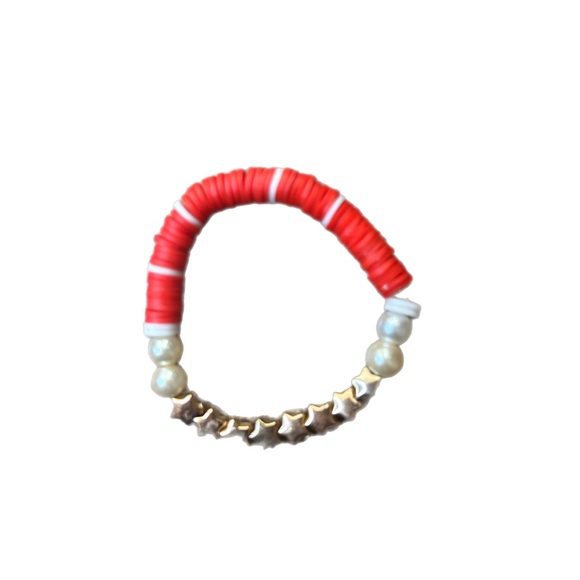 Cute Red Star & Pearl Braclet Set Beaded And Chain Adjustable Braclets For Teen - Picture 5 of 5